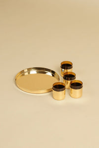 Brass Cup & Tray Set